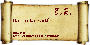 Baszista Radó névjegykártya